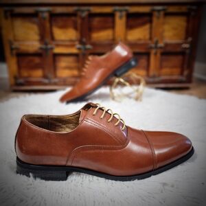 Men's Brown Cap Toe Oxfords Size 10